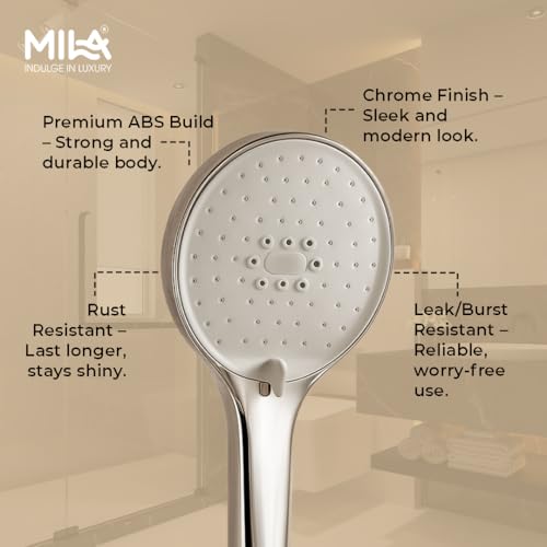 Image of Mila NoClog Hand Shower | Chrome Finish Wall-Mounted Bathroom Hand Shower with Rain, Massage & Mix Modes | Anti-Clog Self-Cleaning Nozzles