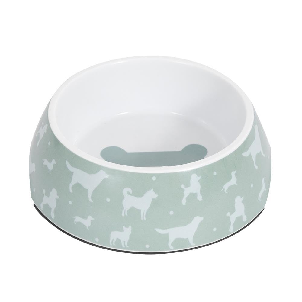 YöL 500ml Dog Print Food Drink Bowl Pet Puppy Anti Skid Base Melamine Plastic Sage Green