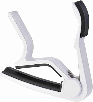 Dioche Wffdaa 6 String Portable Tune Clamp Handheld Tuner Capo for Folk Guitar - Lightweight Metal Design with Comfortable Grip - Fast Change Mechanism (White)