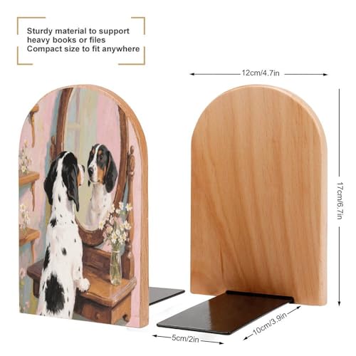 Sujetalibros de madera antideslizante con base pesada resistente 3