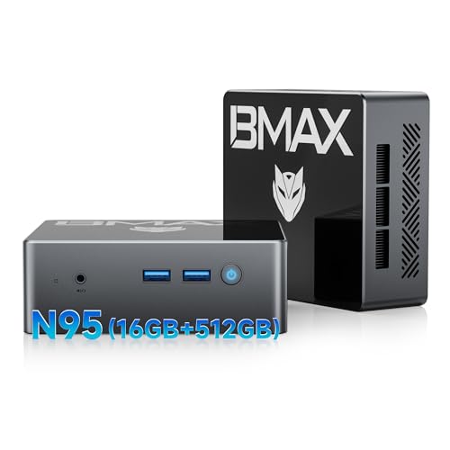 Bmax Mini PC B4 Intel 12th Alder Lake N95 (up to 3.4GHz) 16GB DDR4 RAM/512GB SSD 4C/4T Small PC Support Ubuntu, 4K 60Hz UHD Graphics Dual Display/HDMI/BT 4.2/VESA/Home Micro Computer N95 16G
