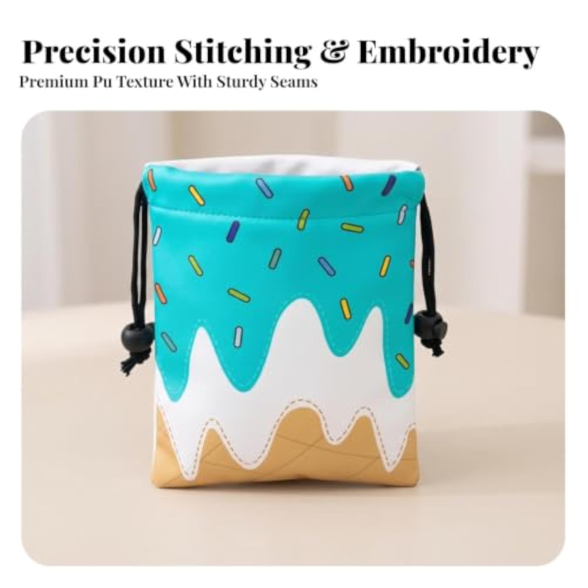 Compact Drawstring Pouch, Ice-Cream Drip Pattern