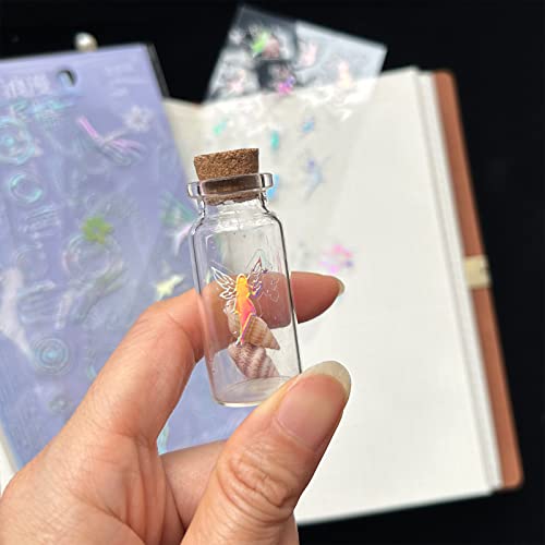 4Pack Holographic Glitter Sticker Set 3D Shape Vintage Transparent Stickers For Scrapbooking Decorative Decals Paper Planner Bullet Junk Journal Supplies For Album Notebook Diy Art Craft #TOP6