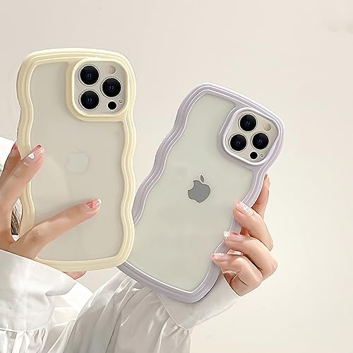 QLTYPRI Compatible with iPhone 15 Pro Max Case, Cute Curly Wave Frame Clear Case for Girls Women, Transparent Soft Silicone TPU Bumper Shockproof Phone Cover for iPhone 15 Pro Max - Purple by QLTYPRI - Image 2