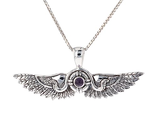 Egyptian Isis Wings Sterling Silver Pendant Necklace 18
