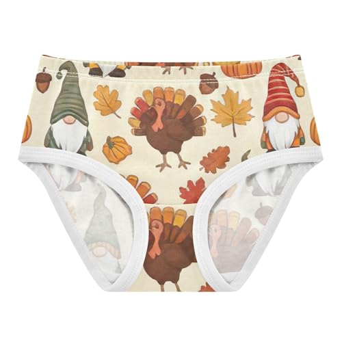 Cute Turkey Pumpkin Girls Panties, Toddler Girl Briefs, Girls Cotton Underwear, 2–8 Years