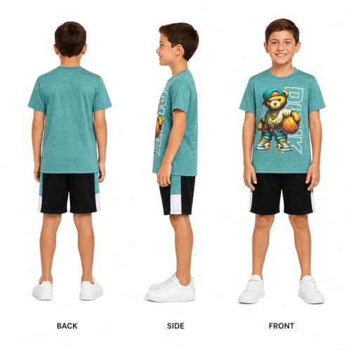 Image of Pro Athlete Active Boys Short Sets - 2 Piece Performance Crewneck Short Sleeve T-Shirt and Shorts Boys Athletic Sets (8-16)