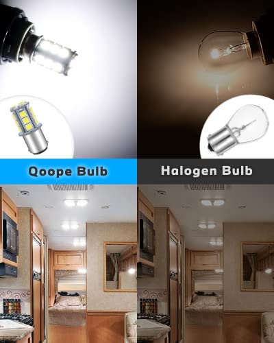 Qoope 6-Pack 1076 Led Bulb For Rv, 1142 1004 Ba15D White Light Bulb Replacement For 12V Camper Trailer Motorhome Boat Interior Light, 5050 18Smd Double Contact Bayonet,#90 Yard Landscape Bulb #TOP3