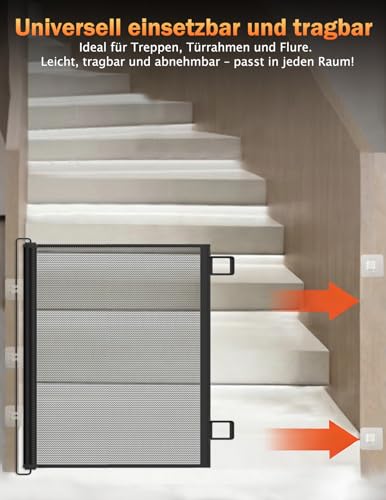 Treppenschutzgitter Ausziehbar 78 cm Hoch (Schwarz, 150cm)