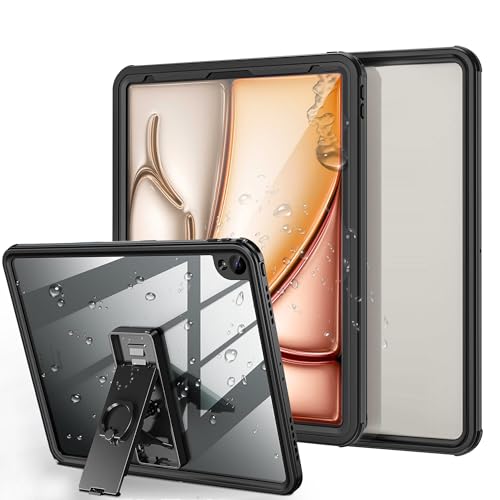 iPad Air 13インチ (M3/ M2) 完全防水ケース (2025/2024)、iPad Pro 12.9インチ（2018） 第3世代用 防水ケース軽量型 IP68規格 耐衝撃 Face ID認証可能 携帯ケーススタンド機能付き 滑らか操作 ストラップ付きチ お風呂 海辺 水泳 潜水 登山 研究室 浴室 用 ipad air 13/pro 12.9インチ 2018 お風呂カバー（Amazon）