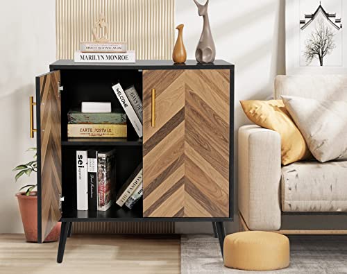 Likein Black Storage Cabinet With 2 Doors, Modern Sideboard Buffet Cabinet With Storage, Black Accent Storage Cabinet With Doors & Adjustable Shelves For Living Room, Office, Bedroom, Entryway #TOP3