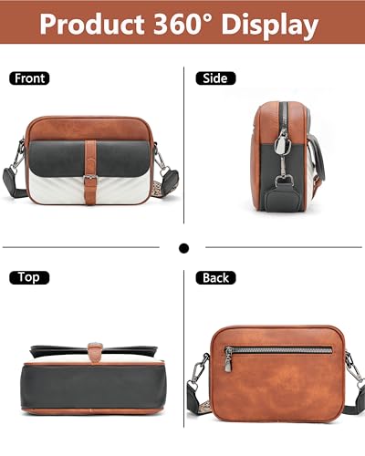 Image of Crossbody Bags for Women,Multi-Pocket Leather Crossbody Purse | RFID Blocking Pockets,Fits iPad,Adjustable Wide Strap,Quilted Exterior,8 Card Slots,Gift Ready