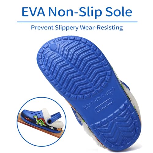 Image of Toddler Lined Clog Slippers Winter Garden Sandals Kids House Shoes Warm Slip On Sneakers Cartoon Slides for Boys and Girls Children Indoor Outdoor