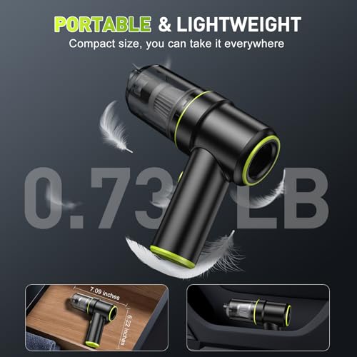 Image of KMM Handheld Car Vacuum Cleaner, 9000PA Vacuum Cleaner & Air Duster, 120W High Power Vacuum Portable Cordless, Hand Held Vacuum Rechargeable with Multi-Nozzles & LED Light for Home, Car, Office