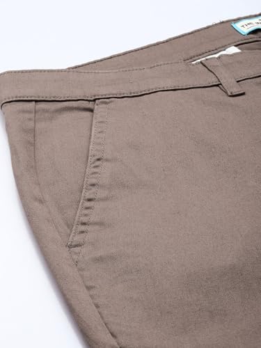 Image of The Indian Garage Co Men Regular Fit Solid Mid-Rise Stretchable Chinos