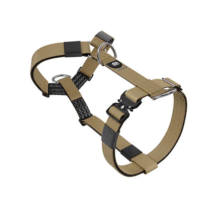 Bullyion ® Original Equipment Mini Trinity Harness for Small Dogs & Puppies - Softcell Padding - Dog Trainer's Choice, Lockforce Buckle & 3 Lead Attachment Points Grenadier Tan(SIZE A)