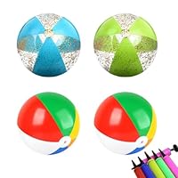 4 Pack Inflatable Beach Balls for Kids and Adults, 14.2 Inches (36cm),There Is also A Small Air Cylinder (color Random), Perfect for Pool Party, Summer Fun, Beach Games