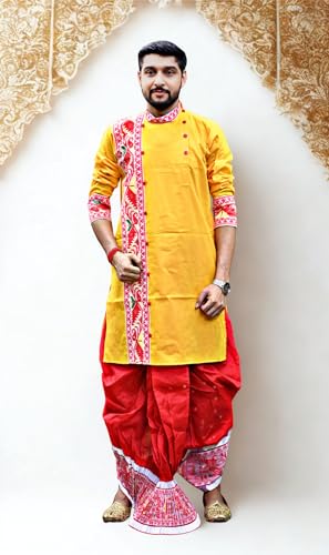 Image of Pure Cotton Full Sleeves Kurta with dupion silk Dhoti pant set (701)