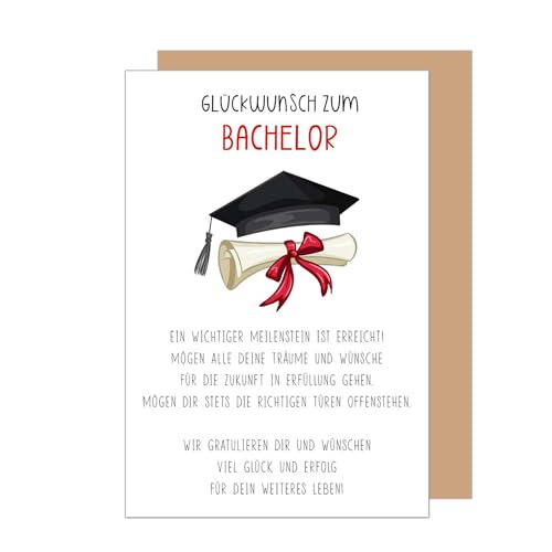 Edition Seidel Premium Glückwunschkarte zum Bachelor mit Umschlag. Bachelorkarte Grusskarte Billet Karte mit Spruch Feier Prüfung Abschluß Studium Student (PR135 SW024)