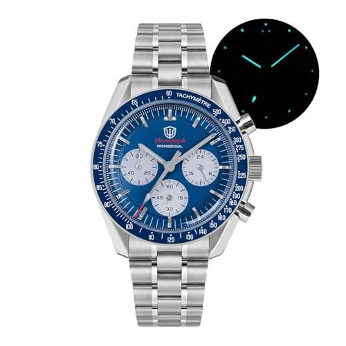 Image of watchdives WD1863 Men Chronograph Watch Japan VK63 Quartz Sports Watches 40mm Bubble Sapphire Crystal Wristwatch 100M Dive Watch