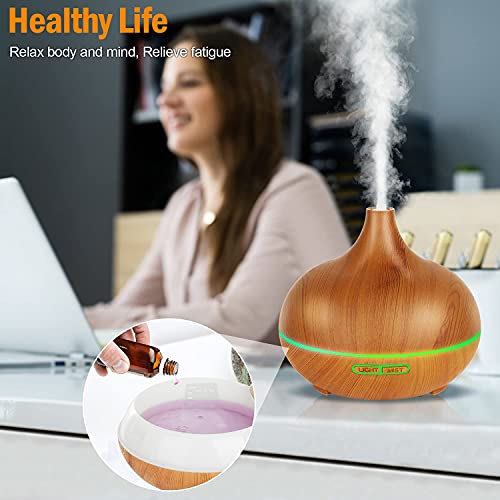 Essential Oil Diffuser, 550Ml Aroma Diffusers For Essential Oils Aromatherapy Diffuser, Ultrasonic Cool Mist Humidifier For Home Office With 7 Light Colors, 4 Timer Setting, Waterless Auto Off #TOP4