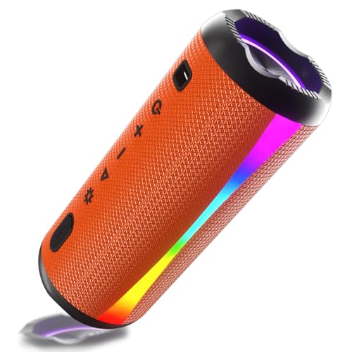 Xuevcn Enceinte Bluetooth Portable avec RGB Lumières, Basses stéréo puissantes de 20W, HD Stéréo TWS Paring, IPX7 Étanche Haut-Parleur sans Fil pour l'extérieur, Bluetooth Speaker for Party, Travel