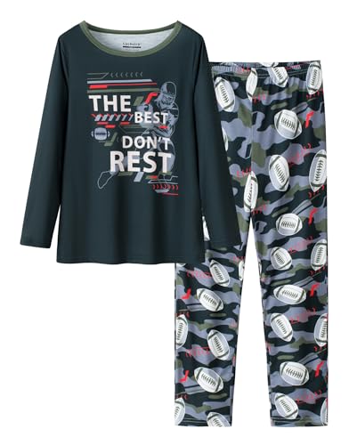 CYCHELRY Little Big Boys Pajamas Green Gamer Long Sleeve and Pants Soft Nighty PJS 2PCS Sleepwear Set Size 6-16