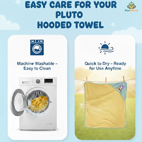 Image of Ultra-Soft Baby Hooded Towel - Coral Velvet Wrap Your Little One in Softness and Joy, Hypoallergenic & Super Absorbent Bath Wrap for Newborns & Toddlers |Cute Animal Design(0-5 Years)(Yellow&BLue)