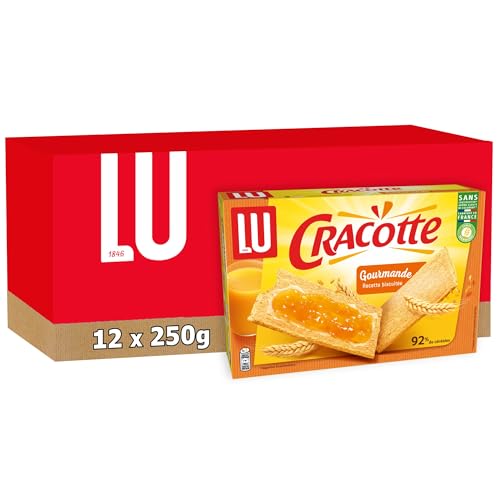 LU CRACOTTE - 12 Boîtes de Cracotte Gourmande - Cracotte Recette Biscuitée - Cracotte Gourmande Petit Déjeuner - Fabriqué en France - Lot de 12x250g