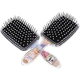 HAMPPLIES Kleine Transparente Entwirrungsbürste für Nasses Haar mit Weichen Borsten Antistatische Panda Haarbürste für Dickes Haar Verstellbarer Airbag Tragbare Mädchenbürste für Zuhause