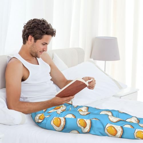 Mens Pajama Pants - Comfy Cute Fried Egg Print Pjs Sleep Bottoms for Mens Lounge Pants with Pockets4