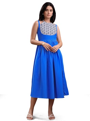 Image of PURVAJA Women's Midi Cotton Blend Dress (Floe-246-250)