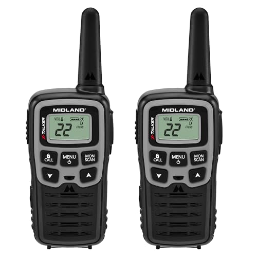 Midland - T51SLV X-Talker Spotting and Recovery Walkie -Talkie Long Range - FRS Two Way Radio for Adults and Kids, 38 Privacy Codes - Black/Silver - 2-Pack