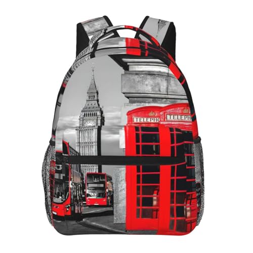 Sac à dos en toile imprimée Londres avec compartiment ordinateur pour homme et femme OdDdot