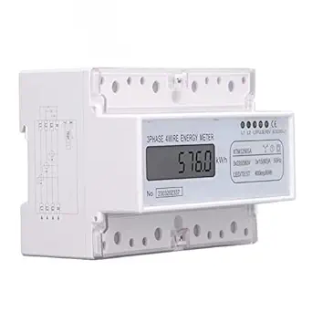 Kwh Wattmeter Power Consumption Energy Meter, Large Screen 7P Energy Meter 35mm DIN Rail Mount for Home