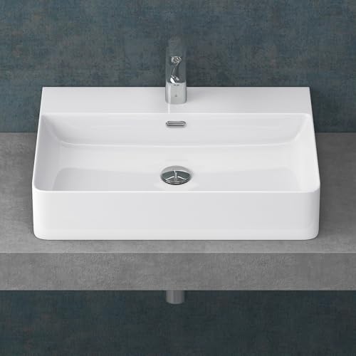 Mai & Mai Waschbecken Aufsatzwaschbecken Meissen201 Waschtisch Weiß glänzend aus Keramik 60x42x12cm inkl. Nano-Beschichtung