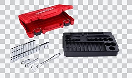 Milwaukee 45-22-9510 1/2 Inch Drive 28pc Ratchet & Socket Set - Metric, Red/Silver, Variety Pack