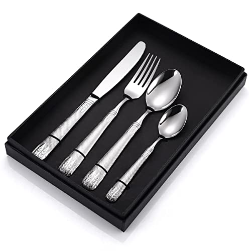 Ménagère en acier inoxydable 304 avec couteau à steak épais pour couper sans effort