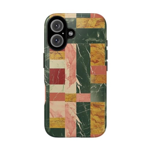 Coque iPhone 16 motif marbre rétro rigide brillante antichoc