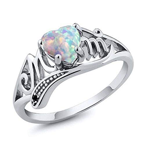 LALANG Simple Opal Heart-Shape Letter Finger Ring Mother's Day Gift(Size 10) LALANG Simple Opal Heart-Shape Letter Finger Ring Mother's Day Gift(Size 10)