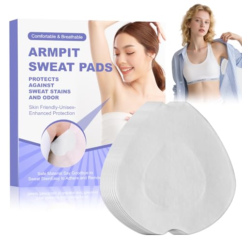 Armpit Sweat Pads, Underarm Sweat Pads for Women and Men [10 PCS], Sweat Pads for Under Arms with Waterproof & Absorbent Cotton, Extra-Wide, No-Glue Surface, Leak-Proof Comfort Fit