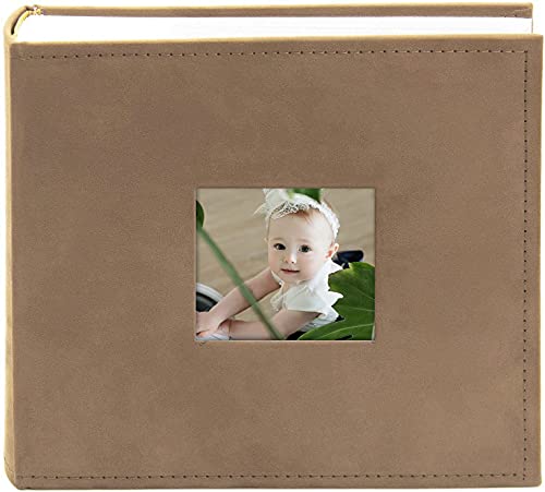 Golden State Art, Photo Album Book - Design Book DIY Gift, Use for Family, Wedding, Memories, Collection Holds 200 Pictures (4x6, Rusty Bronze, Suede Cover, 2 Photos Per Page)