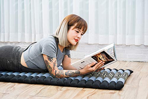 Image of Leewadee - Foldable Floor Mattress - Japanese Roll Up Futon -Trifold Tatami Mat- Guest Floor Bed - Camping Mattress - Thai Massage Mat, Kapok Filled, 75 x 20 inches, Blue