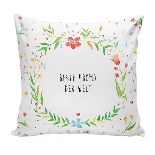 Mr. & Mrs. Panda Kissen Uroma - Geschenk, Bester, Dekokissen Sofa, Enkel, Sofakissen, Kissenh&uuml;lle 40x40, Enkelkind, Enkelin
