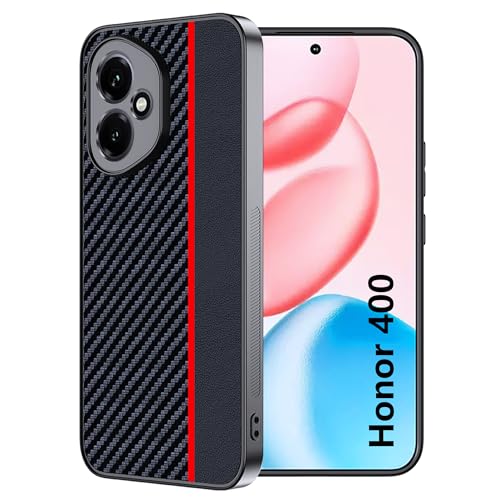 FDHYFGDY Cover per Honor 400, Custodia Protettiva Antigraffio Antiurto, Ultrasottile in Fibra di Carbonio Compatibile con Honor 400 Custodia - Rosso e Nero