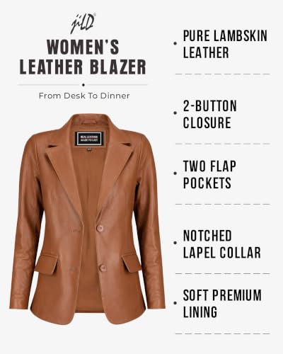 Image of Jild Classic Style Leather Blazer Women - Casual Coat Leather Jacket Women