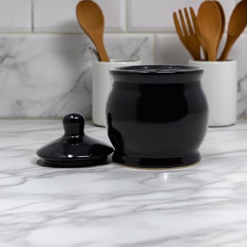 Image of The Himalayan Goods Company 300 ml Ceramic Kitchen Container with Lid Tea Coffee Sugar Spice Pickle Salt Pepper Jar (Black)