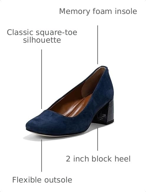 Image of Donald Pliner Women's Aquarius 2 inch Block Heels, Square Closed Toe Chunky Heels for All Day Wear