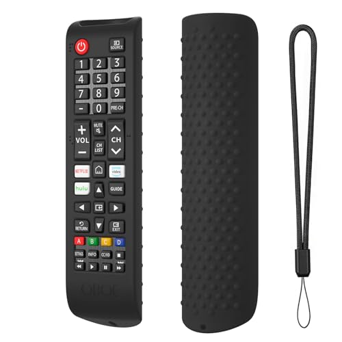 Image of OBOE Silicone TV Remote Cover for Samsung Smart TV Remote BN59-01315, Black | Compatible with Foxsky TV, Compatible with X Electron TV, Protective Case with Lanyard, Remote Not Included