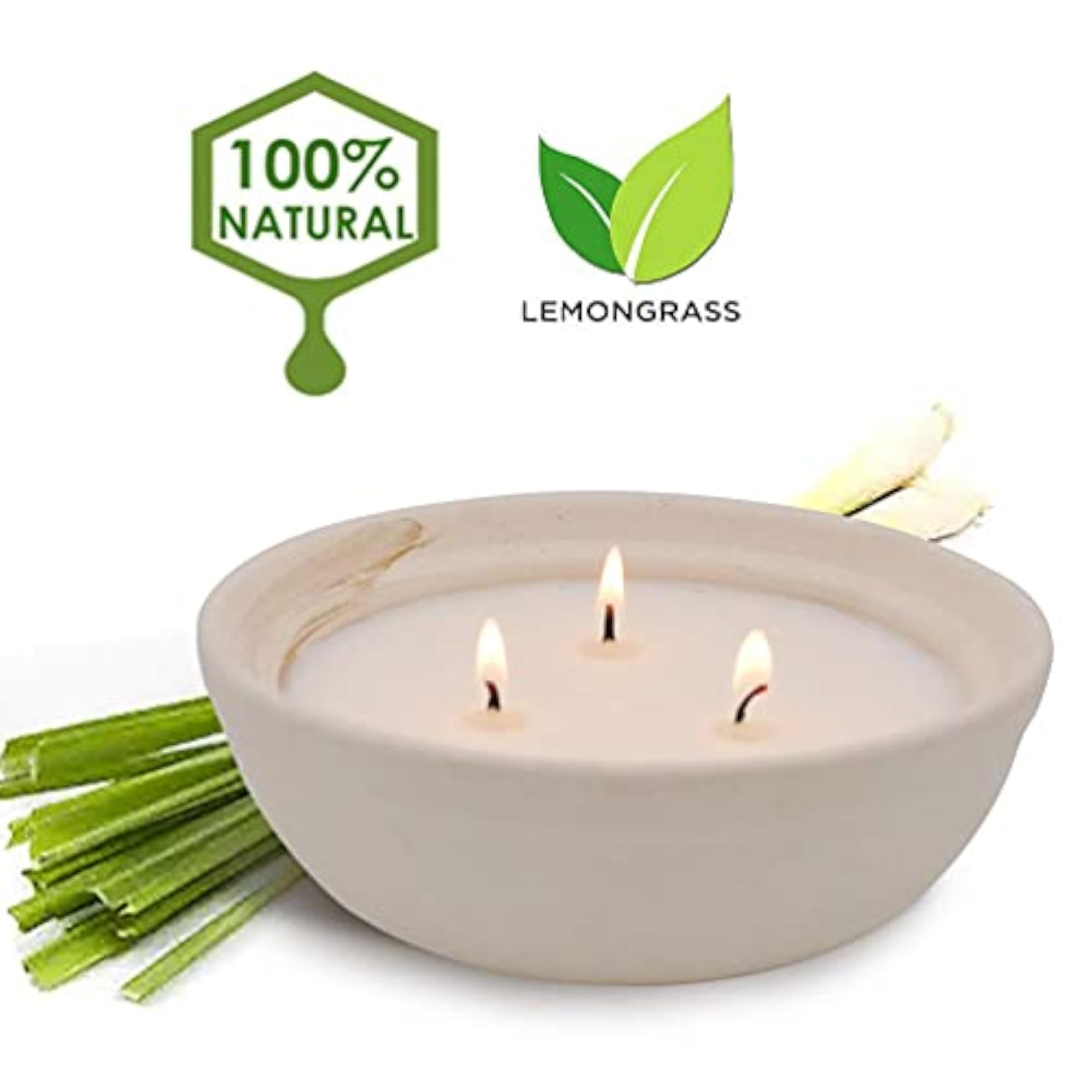 Citronella Candles, Coarse Pottery Container